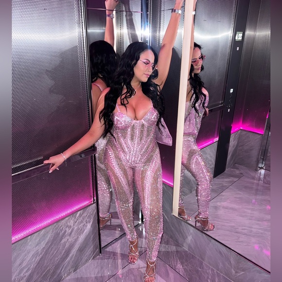 Kassidy Pink Bodysuit Rhinestones Amekana Boutique - Picture 4 of 6